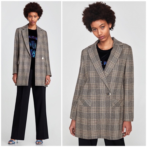 zara oversized plaid blazer